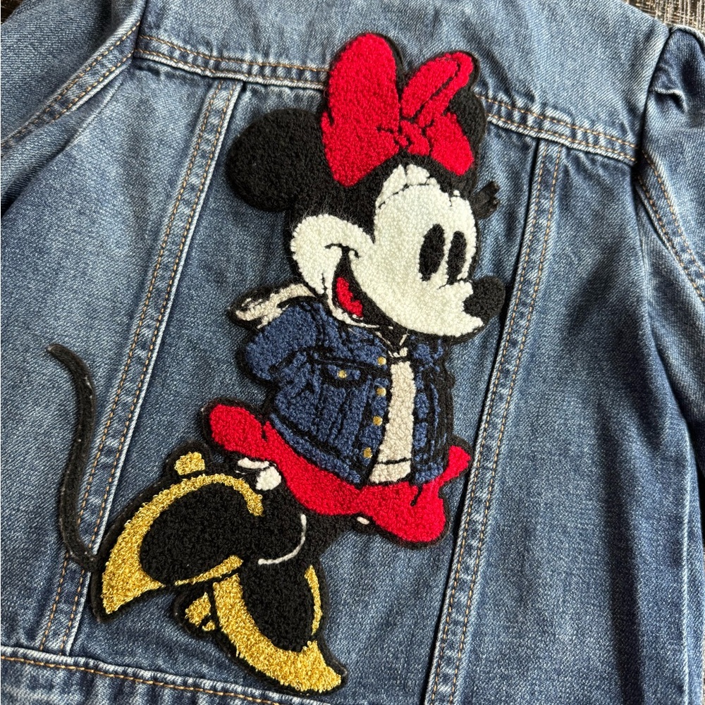 EUC GAP x Disney Kids Denim Jacket with Minnie Mouse Patch Girls 5